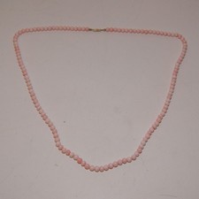 Vintage Pink Coral Beaded Necklace C 1920s With Barrel Clasp