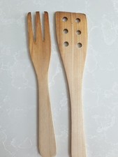 Pair Of Wooden SALAD SERVERS / Cooking utensils