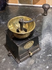 Antique, vintage metal brass, patent coffee mill by A. Kenrick and Sons.