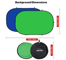 Green Screen Background 1.5m x 2m (4.9ft x 6.6ft) Pop Up Reversible (NO Stand)