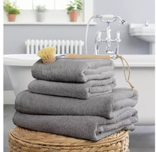 4 Piece Towel Bale Set 100% Cotton Soft Bath & Hand Towels Grey 450gsm Absorbent