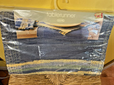 New Vintage HOME Target Braided Table Runner Blue/Yellow/Green 14" x 72" 2004