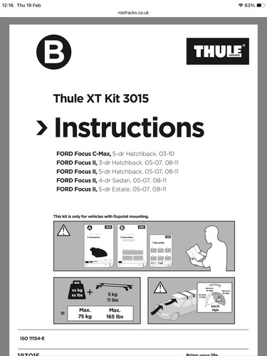 Thule fitting kit 3015 - thule,