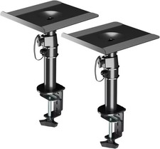 Suptek Clamp-On Speaker Stand Desk Mount Set, 9.6 X 8.8 Inch Trays, Height Adjus