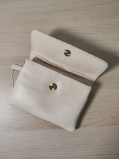 Vintage Alpha Real Leather Cream Purse Wallet Bag Unused Retro