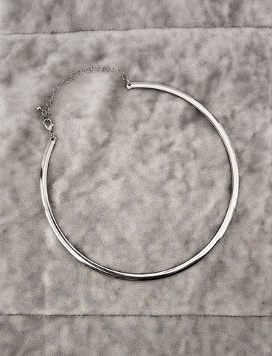 Simple silver round choker - silver,