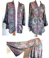 SALE Pink Grey Kimono top summer silk style 8 10 12 14 16 18 coat hippy wedding