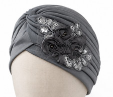 Vintage grey pleated turban - vintage,