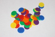 50 x ASSORTED COLOUR PLASTIC COUNTERS - TIDDLY WINKS - FREE P + P
