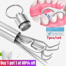 Mini Metal Toothpick Tool Holder Floss Tooth Picks Set Portable Scraper Dental