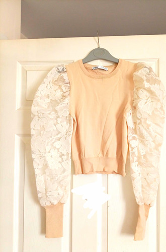Zara beige knit jumper white - knit,