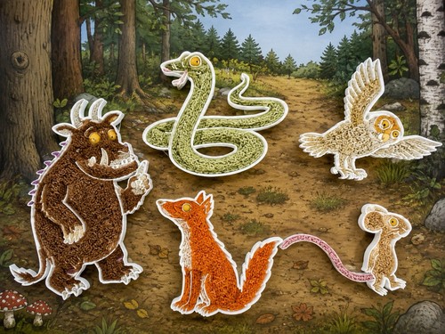 Gruffalo sensory trays - gruffalo,