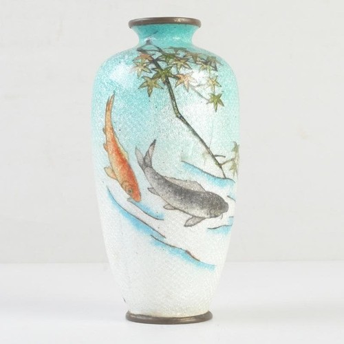Cloisonne vase swimming carp - vase,