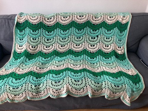 Handmade crochet blanket green - crochet,