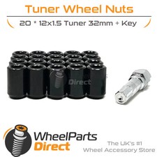 Wheel Nuts (20) Tuner Black for Lexus IS 200 [Mk1] 98-05 on Aftermarket Wheels
