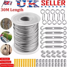 Garden Fence Wire Rope Kit 30M Stainless Steel Cable Wire Rope Catenary Wire Set