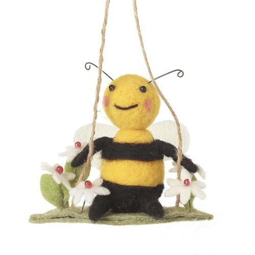 Floral felt bee - floral,