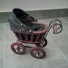 L@@k vintage Victorian Style Wicker Baby Dolls Pram With Canopy 9 inch long L@@k