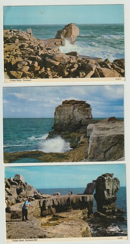 Three 1970 postcards - three, pulpit