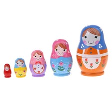 Handmade Girls Russian Babushka Matryoshka Nesting Dolls Kit 5 Pieces Kids
