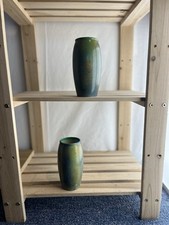 Pair of Doulton Stoneware Vases Green/ Orange Pattern 5.5"