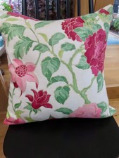 Nina Campbell  - 20”  'Mai Fleur'  Linen Cushion Cover  Double Sided Zip