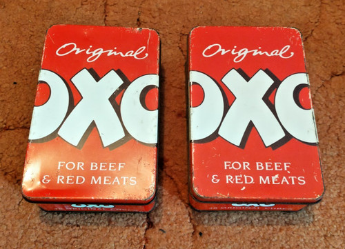 Pair 1990s oxo tins - a,