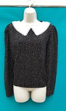 POLKA DOT BLOUSE,LACE TRIM