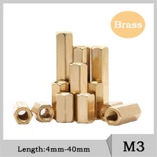 M3 Hex Tapped Brass Spacer Stand-Off Pillar Female-Female Brass Threaded 4-40mm