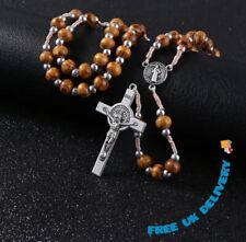 Wooden Rosary Beads Necklaces Catholic Religious Christian Cross Traditional 