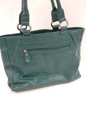 Laura Ashley Teal Leather Tote Bag Handbag with Zip Closure Womens Handbag 