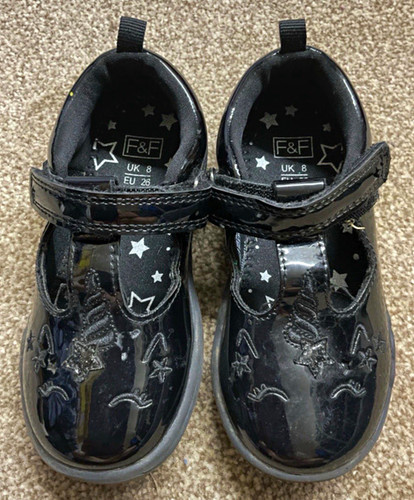 Girls black patent leather - black,