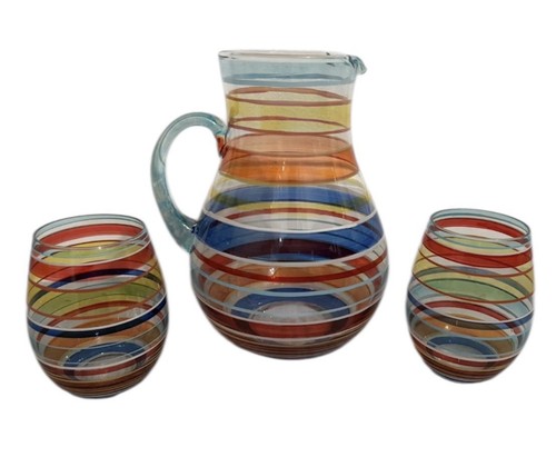 Striped large pitcher colorful - large,