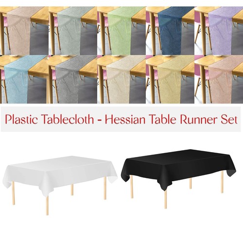 Hessian table runner with - hessian,