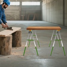 2 x Saw Horse Folding Trestle Saw Non Slip Foldable Carpenter Builder Twin Pack