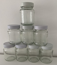 8x Empty Clean Glass Jam Sauce