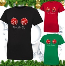 My Baubles Christmas Ladies T-Shirt Merry Titmas Naughty B**bies Funny Xmas Top