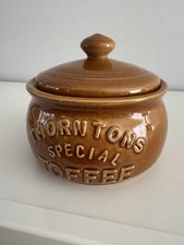 Vintage Thorntons Toffee Brown Lidded Collectible Jar Storage