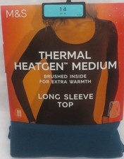 LADIES MARKS & SPENCER DARK TURQUOISE THERMAL HEATGEN EXTRA WARMTH TOP SIZE 14