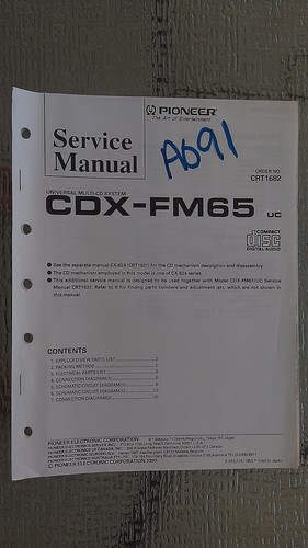 Pioneer cdx fm65 service - pioneer, cdx-fm65