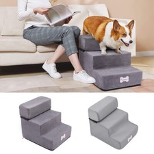 Dog Stairs Pet 3 Steps For Bed Sofa Cats Ladder Ramp With Removable Cover NEW!