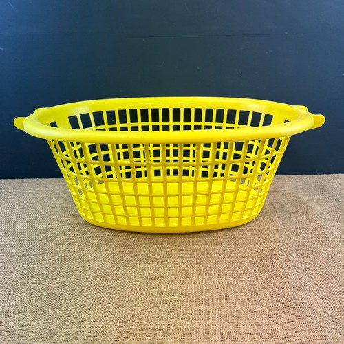 Vintage yellow plastic oval - yellow,