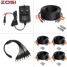 ZOSI BNC DC Power Lead 30m 18m CCTV Camera DVR Video Extension Cable 2A 1A Plug