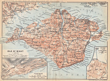 Rochester, Kent, Medway, Chatham, Brompton antique town plan  Baedeker 1927 map