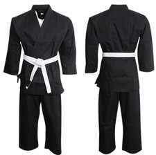 Adult/Kids karate 100% Cotton  8 oz BLACK Suit All Sizes free belt
