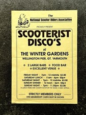 Vintage GREAT YARMOUTH 1990 Scooter Rally FLYER Vespa P200E LAMBRETTA TV200 Vega