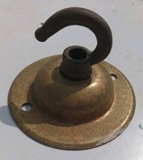 VINTAGE OLD RETRO brass ceiling rose hook for chandeliers lighting round 