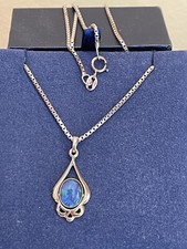 Vintage Yellow Gold Gilt Sterling Silver Mystic Topaz Pendant Necklace 20 Inch 