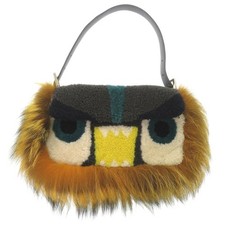 Fendi Mamma Bucket Monster Fox/Sheepskin Yellow/Black Handbag 1957FENDI