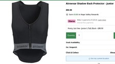 Airowear Shadow Back Protector.Childs Large Tall..Comfy -Protection Age 10 - 12